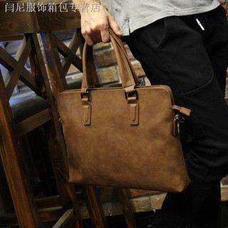 ✉♣Korean version of the trend of men s bag Crazy Horse leather men s handbag shoulder bag men s brie