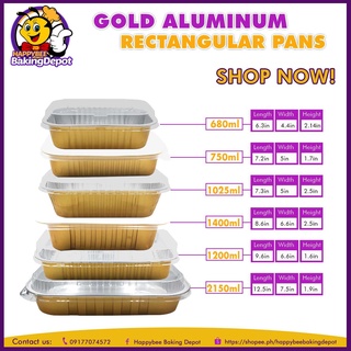RECTANGULAR GOLD ALUMINUM TRAY WITH LID by 5's
