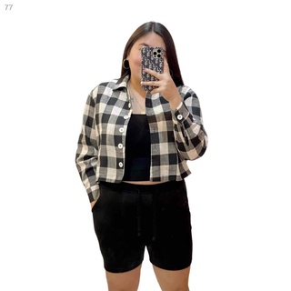 Preferred㍿▦Faye Crop Top Plaid Flannel by Shapes and Curves