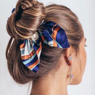 Chiffon Bowknot Silk Hair Scrunchies Women Pearl Ponytail Holder Hair Tie Hair Rope Hair Accessories
