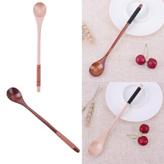 Long Handle Wooden Spoons Dessert Coffee Stirring Spoon Natural Wood Spoon