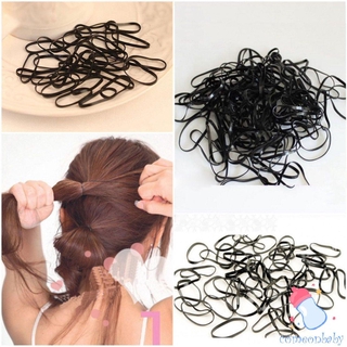 【300pcs】Black Rubber Hairband Rope Ponytail Holder Elastic Hair Band Ties Plaits