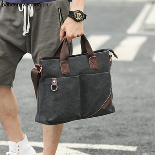 【Spot goods】Business handbag briefcase horizontal men's backpack diagonal cross men's BAG canvas bag leisure One Shoulder Messenger Bag Korean version1