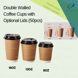 Rippled Coffee Cups with Optional Lids 50pcs