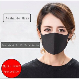 YaZi KOREAN STEREOSCOPIC FACE MASK / plain black / anti dust protection / washable