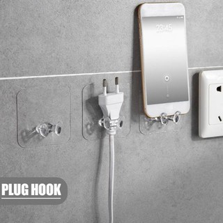 Vinovo 1pcs Kitchen Bathroom Power Plug Adhesive Hook Traceless Strong Adhesive Plastic Hanger