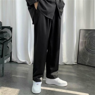 ﹍✜Men's Straight Cut Pant Male Casual Trousers Korean Fashion Men Suit Pants Large Size Loose Solid Color Slacks Formal (1)