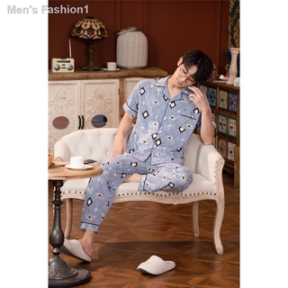 ✑●♚11 Designs Cotton Short Sleeve Cardigan Pajama terno Men Classic Plaid Pajamas Set Sleepwear for Husband Father's Day Gift 睡衣男 (8)