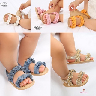 XZQ7-Toddler Baby Girls Summer Sandals, Anti-Slip Soft Sole Ruffle Flat Shoes First Walker