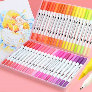 New Dual Tip Brush Art Marker Pens Watercolor Fineliner Drawing Painting Stationery Coloring Manga Art Supplies