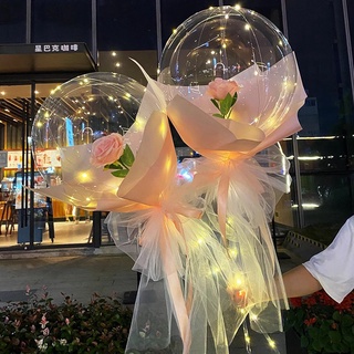 Party Balloon LED Rose Bouquet Transparent Bobo Luminous Ball Wedding Party Valentine Day Gift party