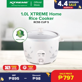 XTREME HOME 1.0L Rice Cooker Galvanized Body Tempered Glass Lid without Steamer [RC55 CUP 5] (1)