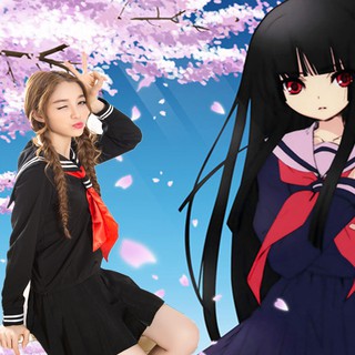 Japanese Hell Girl Cosjk Sailor Suit Japanese and Korean School Uniform Set British College School U (1)