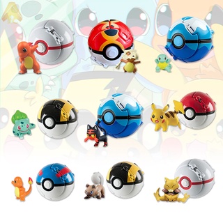 Pokemon Pokeball Japanese Animation Character Pop-up Toy with Tiny Figures Inside Poke Pika Cartoon Gift for Fans Kids