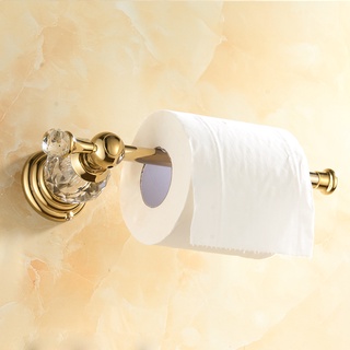 Gold Polished Toilet Paper Holder Solid Brass Bathroom Roll Paper Accessory Wall Mount Crystal Toile