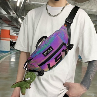 ✐Trendy brand reflective messenger bag men s chest bag casual small shoulder bag shoulder bag hip-ho