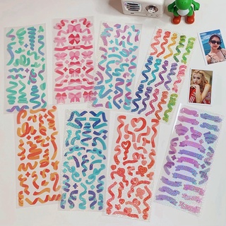 10 Colored Ribbon Kawaii Laser PVC Sticker Scrapbooking Decorative Sticker Korean DIY Diary Album