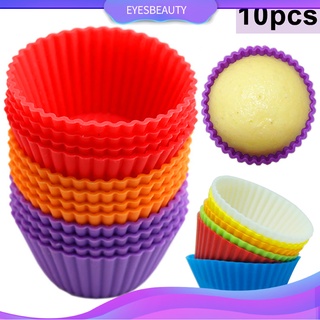 10Pcs Round Silicone Cake Muffin Cupcake Mold Maker Reusable Pastry Baking Tool