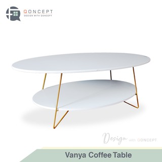 Qoncept Furniture Vanya Coffee Table 60x120 / Round Coffee Table with Metal Stand