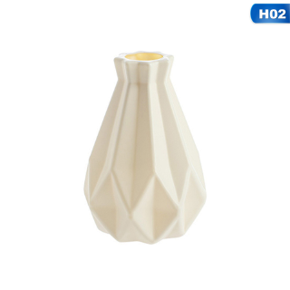 fulingqu-Origami Plastic Vase Milky White Imitation Ceramic Flower Pot Flower Basket Flower (8)