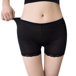 Spring and summer new style thin ice silk safety pants ladies anti-glare leggings lace trim shorts s