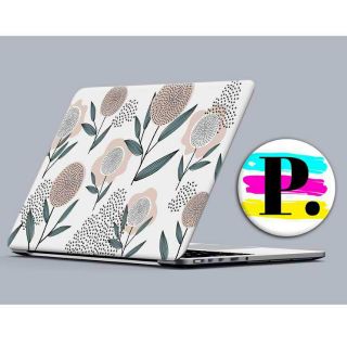 White Retro Floral Laptop Skin Laptop Sticker Back Cover (1)