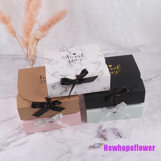 NFPH❦ Creative Marble Style Gift Box Kraft Paper Diy Candy Box Valentine'S Day Gift