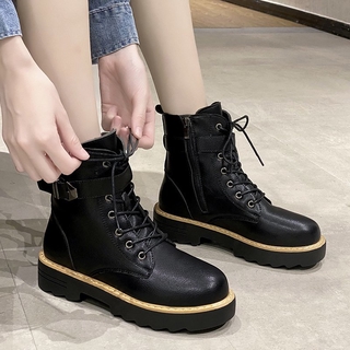 2020 Martin boots women's belt buckle Ins net celebrity catwalk British fan motor boots women's shoes tooling boots trendy and elegant casual fashion shoes