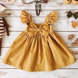 【Stock】 ❤OO❤Cute Toddler Infant Girl Yellow Sleeveless Casual
