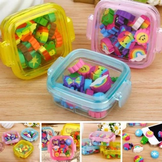 1 Box Cute Rubber Eraser Kid Gifts Various Shape