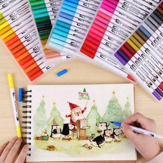 12/24/36/48PCS Colors FineLiner Dual Tip Brush Pens Drawing Painting Watercolor Art Marker Pens