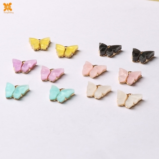 【2 items discount P20 】10Pcs Trendy Alloy Butterfly Setting Acrylic Charms Lovely DIY Animal Pendant Jewelry For Necklace Bracelet Making
