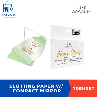 LUXE ORGANIX Blotting Paper With Compact Mirror By Anne Clutz 70 Sheets