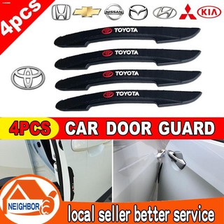 FIBER STICKERCAR PLATE✲⊕【In Stock】4PCS/Set Car Door Guard Protector with Logo Protector Car Door Gua