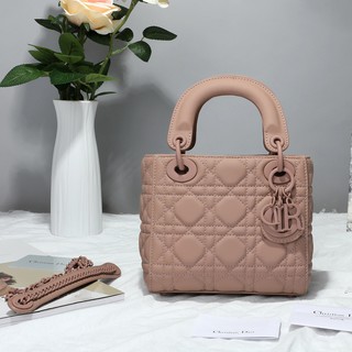 Lady Mini Ultra-matte Pink Classic three grid Calfskin Handbag Perfect quality COD