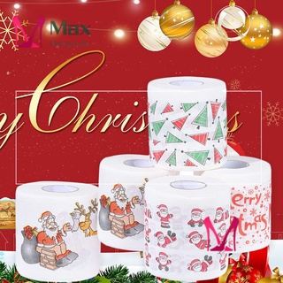 MAX New Xmas Decor New Year Bathroom Tissue Christmas Toilet Roll Paper Christmas Home Decorations Santa Claus Bath Supplies Printed Decor Tissue Roll