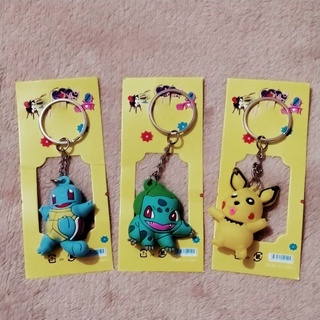 Pokemon Anime Rubber Keychains / Charms (Pikachu, Squirtle and Bulbasaur)