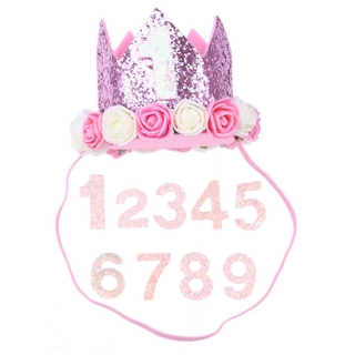 Cat Dog Pet Birthday Party Hat with Colorful Pattern Design Cosplay Costume Accessory Headwear 1-9 (Pink Number)