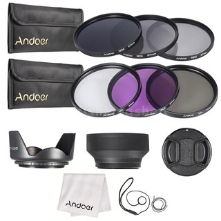 Andoer 67mm Lens Filter Kit UV+CPL+FLD+ND(ND2 ND4 ND8) with Carry Pouch / Lens Cap / Lens Cap Hold