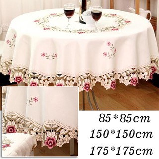 【COD】Rose Round Tablecloth Beige Embroidered Tablecloths Tablecloth Home Kitchen Supplies Table Decoratio
