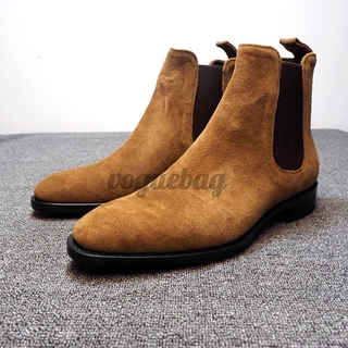 Men Leather Suede Ankle Boots Chelsea Boots Dress Formal Casual High Top Shoes (1)