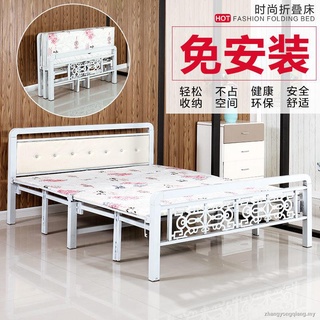 Household adult single bed simple folding bed siesta bed environmental protection wooden bed child escort bed