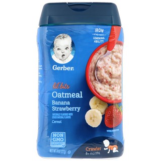 Gerber, Lil' Bits, Oatmeal Cereal, 8+ Months, Banana Strawberry, 8 oz (227 g) (1)