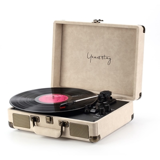 【Ready Stock】COD Retro vintage portable luggage gramophone vinyl record player Bluetooth 5.0 turntable 33 45 78RPM phonograph record player Built-in speaker RCA audio output