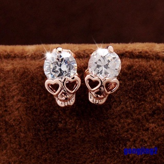 New Fashion Vintage Stud Earrings Women Diamond Gold Plated Skull Stud Earrings