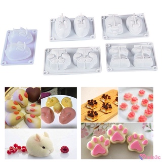 Silicone Molds Baking for Mousse Cake, 3D Rabbit Easter Baking Molds Dessert Molds for Pastry Truffle Pudding Jelly Cheesecake, Bunny Shape, 2-Cavity lele