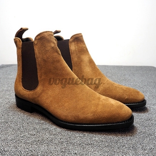 Men Leather Suede Ankle Boots Chelsea Boots Dress Formal Casual High Top Shoes (4)