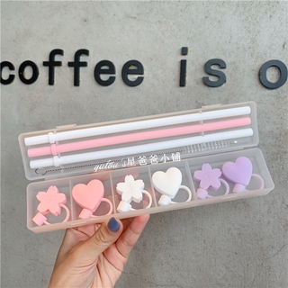 Suitable for straw cup, straw plug, straw cap, dust-proof plug, silicone plug, pink cherry petals, girl Frappuccino