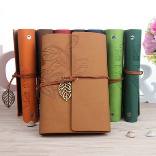 Large Leaf Journal Vintage Notebook with Charm - Refillable Insert