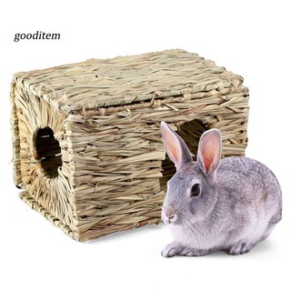 GDTM_Woven Grass Straw Small Pet Rabbit Hamster Cage Nest House Chew Toy Foldable Bed